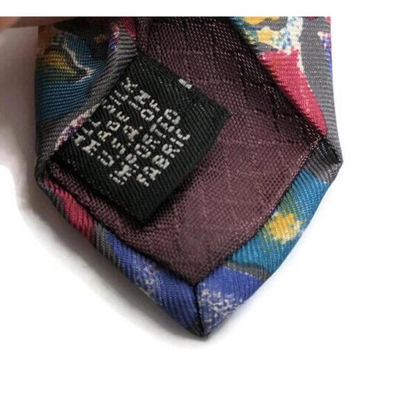 Christian Dior Monsieur Red Blue Floral Pattern Classic Silk Tie Necktie 58" - Picture 5 of 7